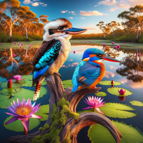 Blue-Winged Kookaburra meets Azure Kingfisher