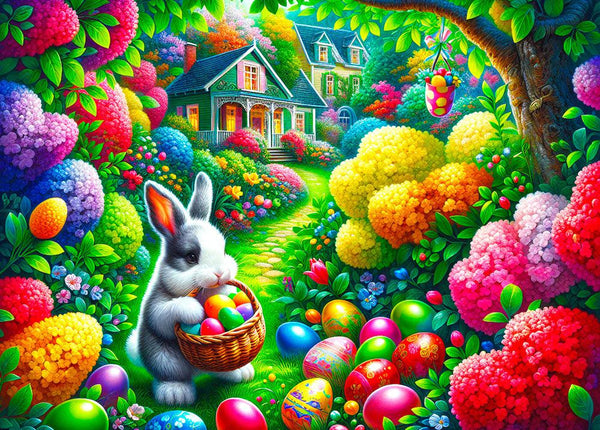 Bunny Hiding Easter Eggs (Landscape)