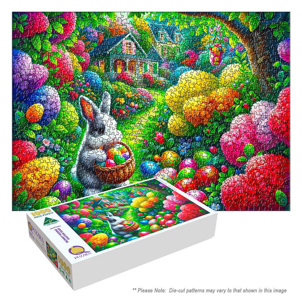 Bunny Hiding Easter Eggs (Landscape)