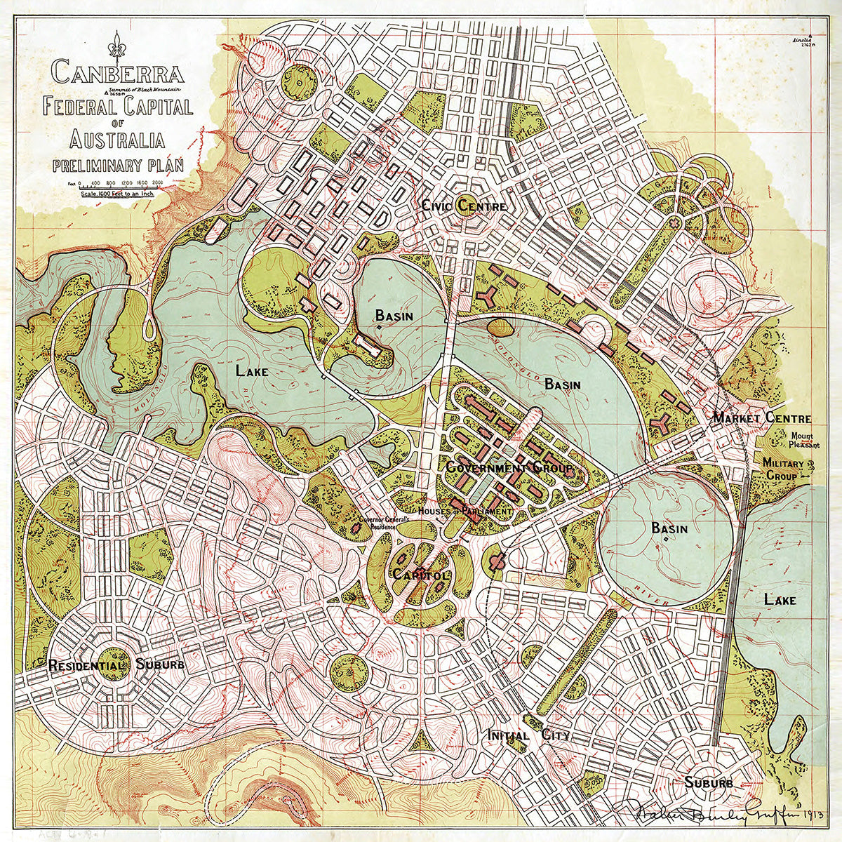 Canberra preliminary plan, circa 1914