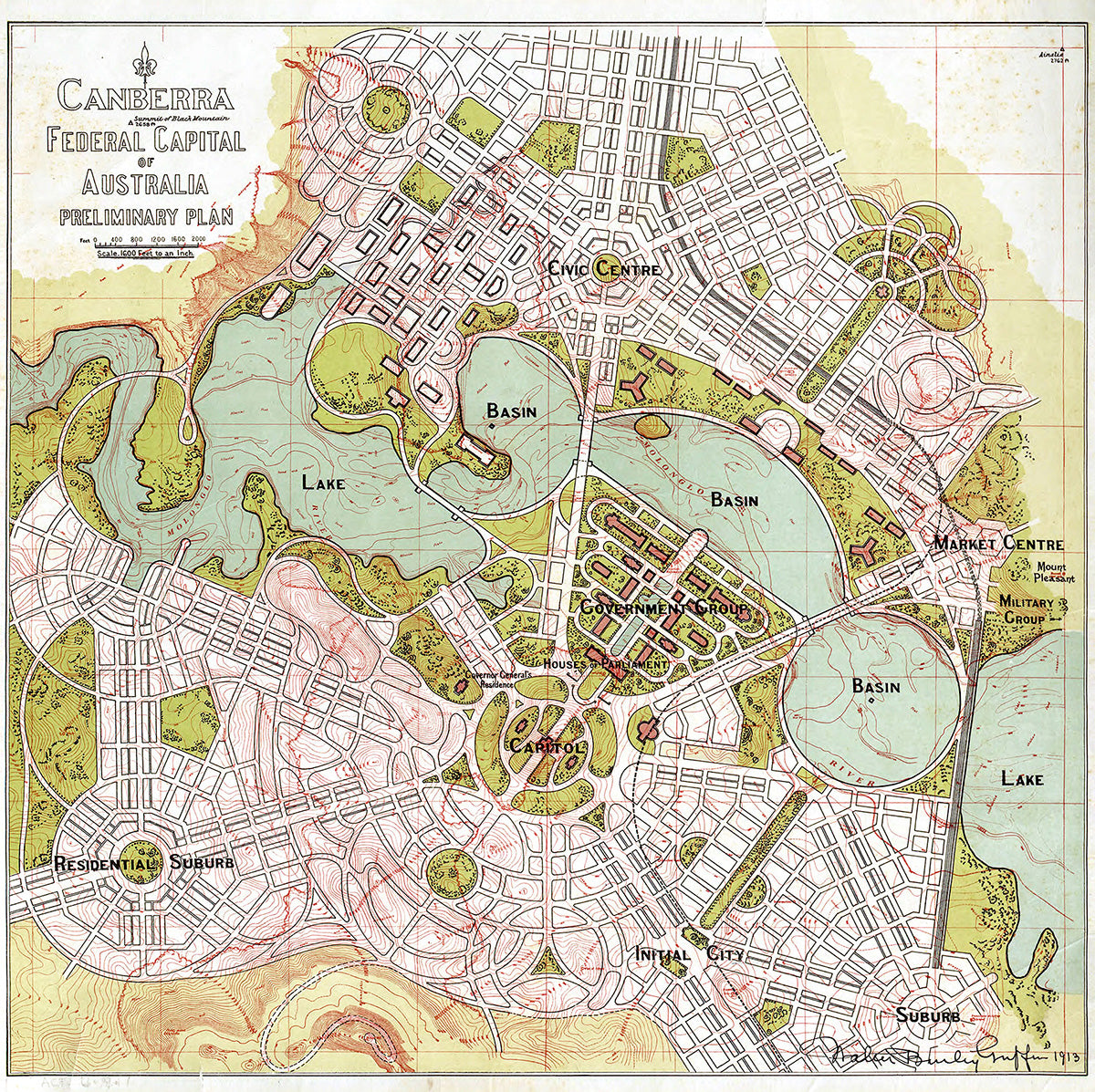 Canberra preliminary plan, circa 1914