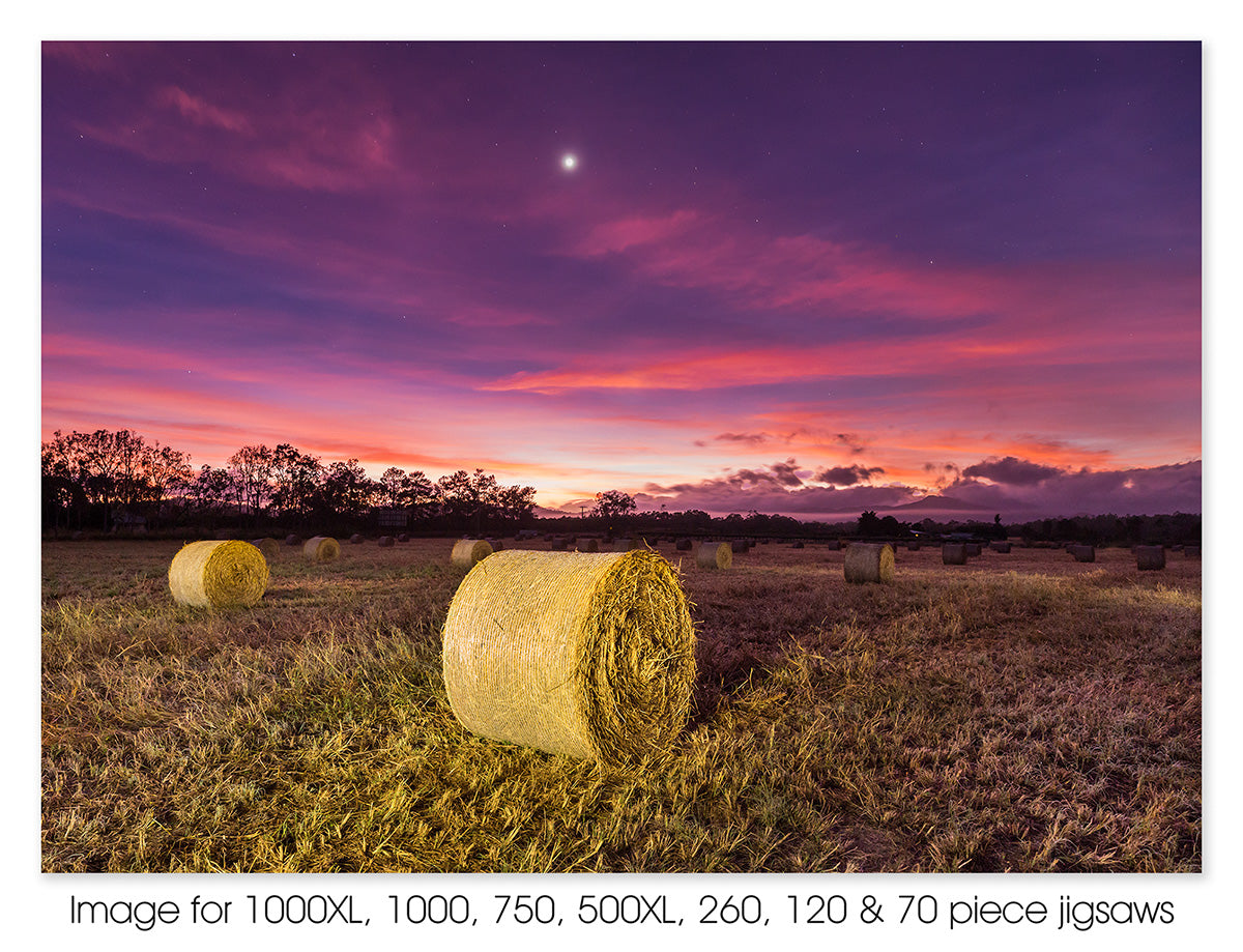 Hay bales at twilight, Mareeba, QLD