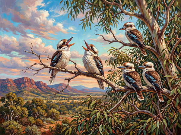 Kookaburras In the Gums (Landscape)