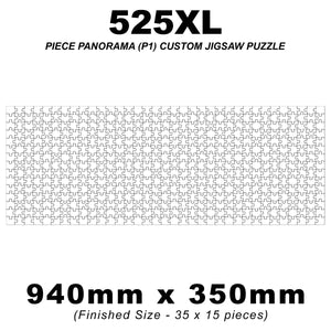 525XL Piece Panoramic (2.7:1) Custom Jigsaw 940 x 350mm