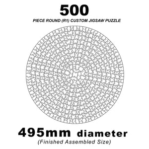 500 Piece Round (1:1) Custom Jigsaw 495mm diameter