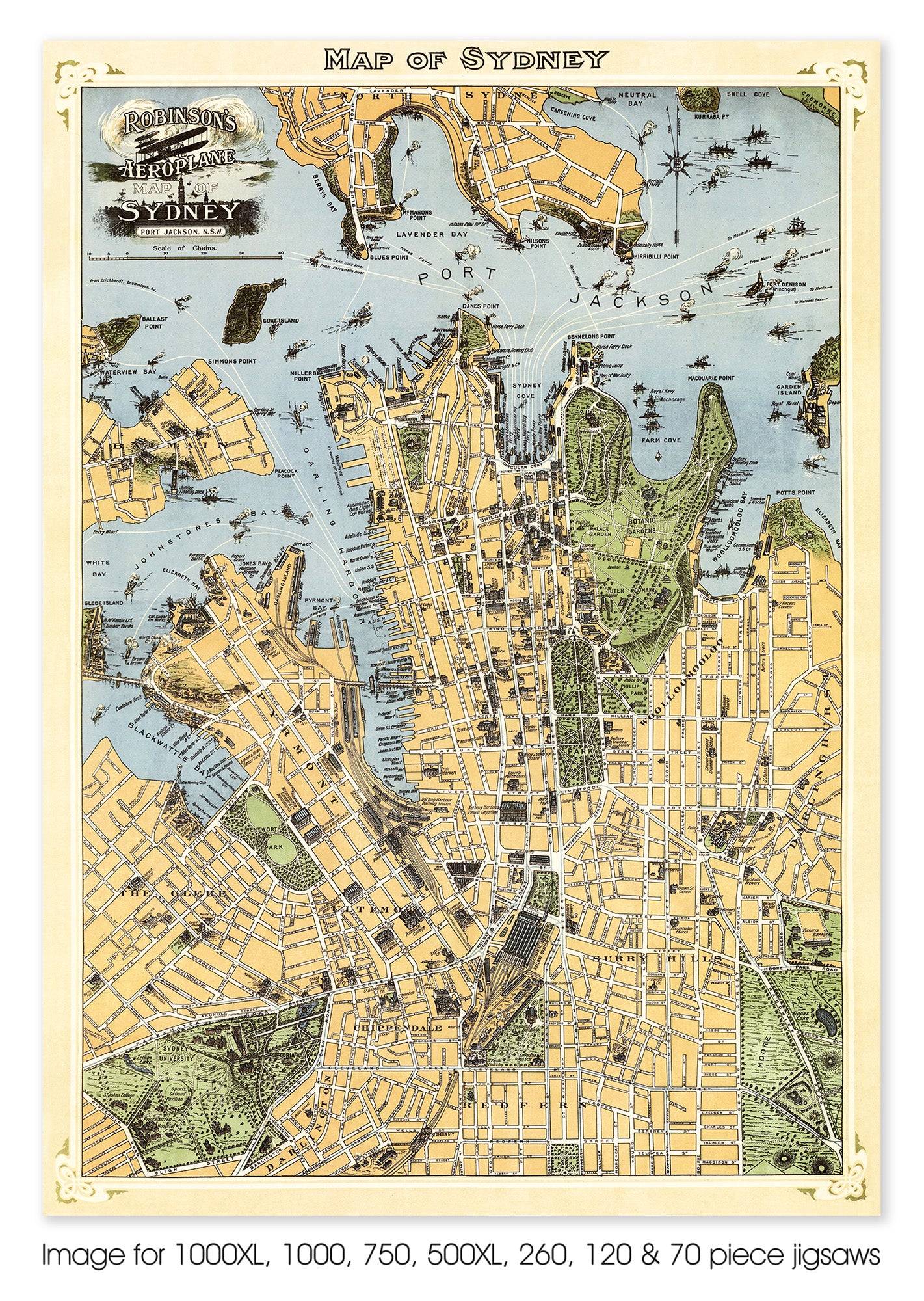 Robinson's Aeroplane Map of Sydney circa 1909