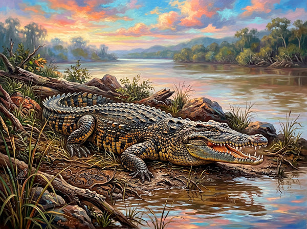 Crocodile on the River Bed (Landscape)