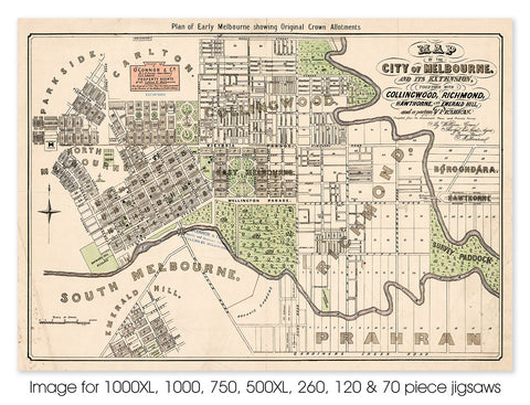 City of Melbourne and its extension - 1852