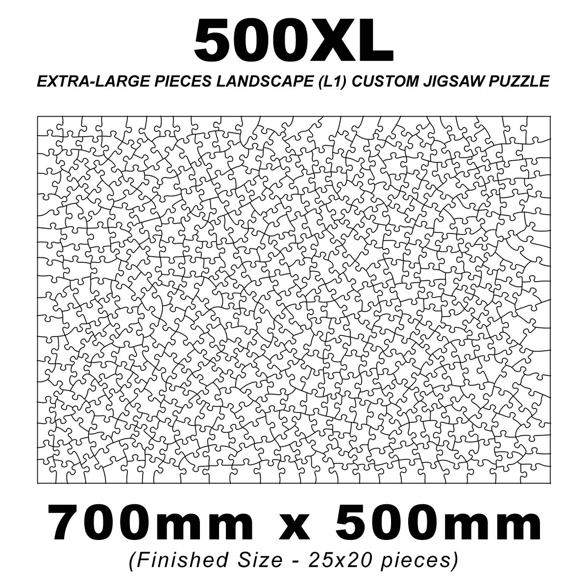 500XL Landscape Extra-Large Pieces (7:5) Custom Jigsaw 700 x 500mm