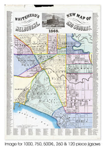 Whitehead's Map of Melbourne & Suburbs - 1868